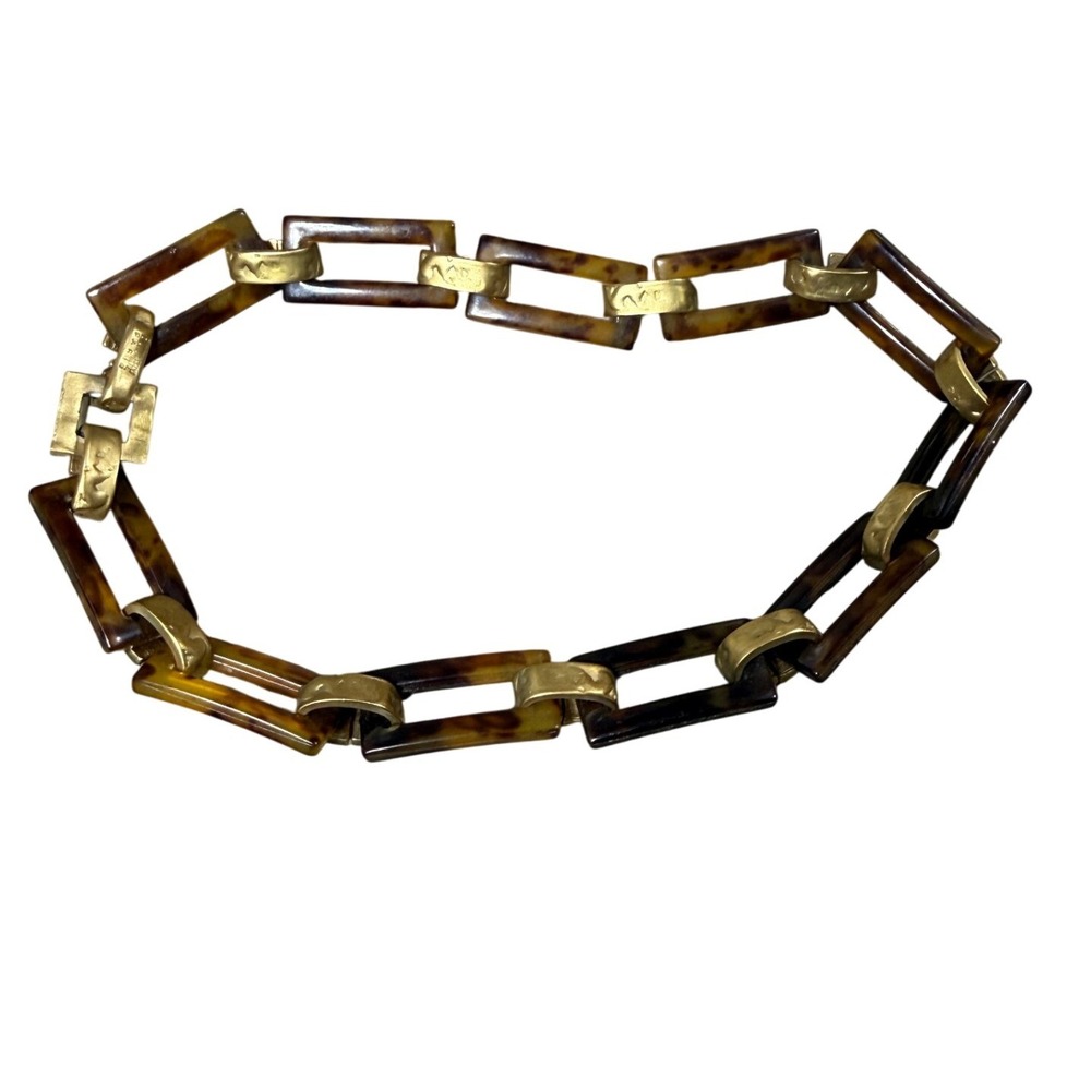 Vintage Bijoux Paris Necklace Womens OS Brown Gold Tortoiseshell Chunky Link